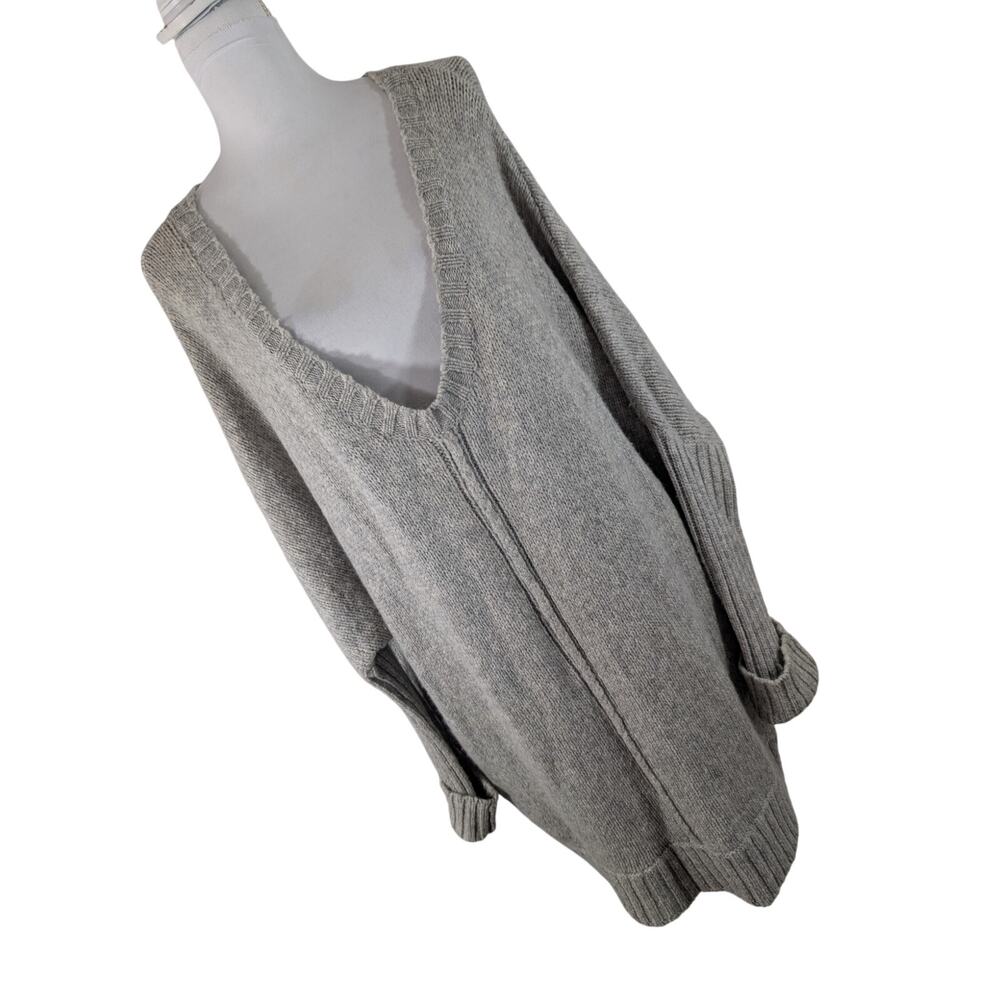NWT@$228! BCBGMAXAZRIA! WOOL, ALPACA+ MARLED GRAY OVERSIZED, LONG SWEATER! SZ M